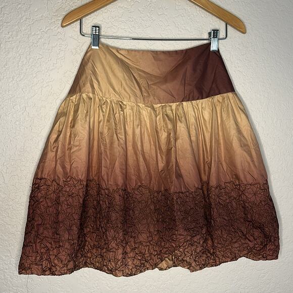 Brown Ombré Bubble Skirt Y2K Celui Side Zipper Silky Medium 80s Punk Fall Indie - Picture 5 of 7